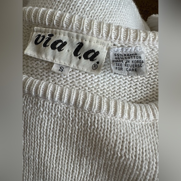 Vintage 80s 90s Via L.A. Fishermen on Ladders w/ Blue & White Stripes Sz Small - Picture 7 of 7